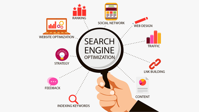 An infographic showing what do seo experts do like website optimization, ranking, link building, and content