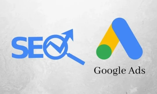 SEO vs Google Ads written on gray background