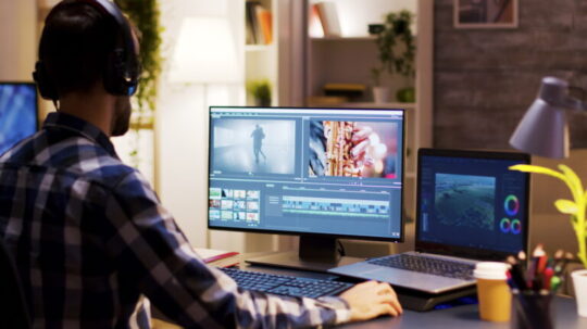 a video editor working on a project