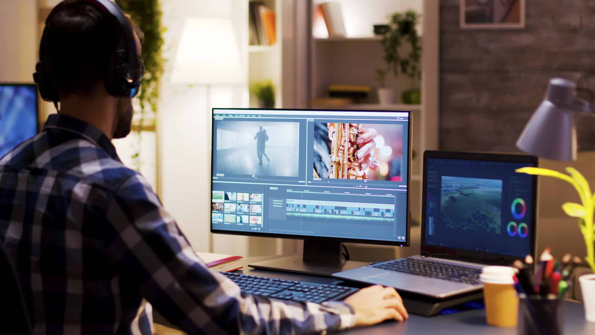 a video editor working on a project