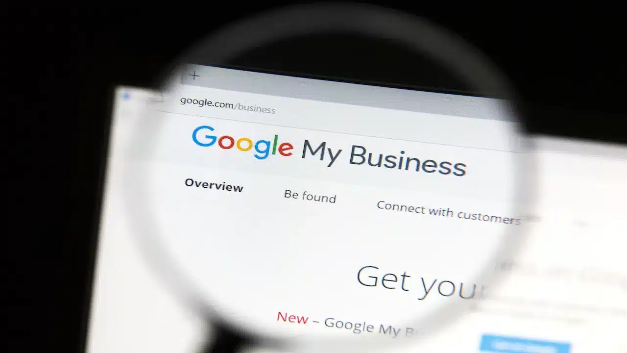 A close-up of the Google My Business website showing the main menu options.