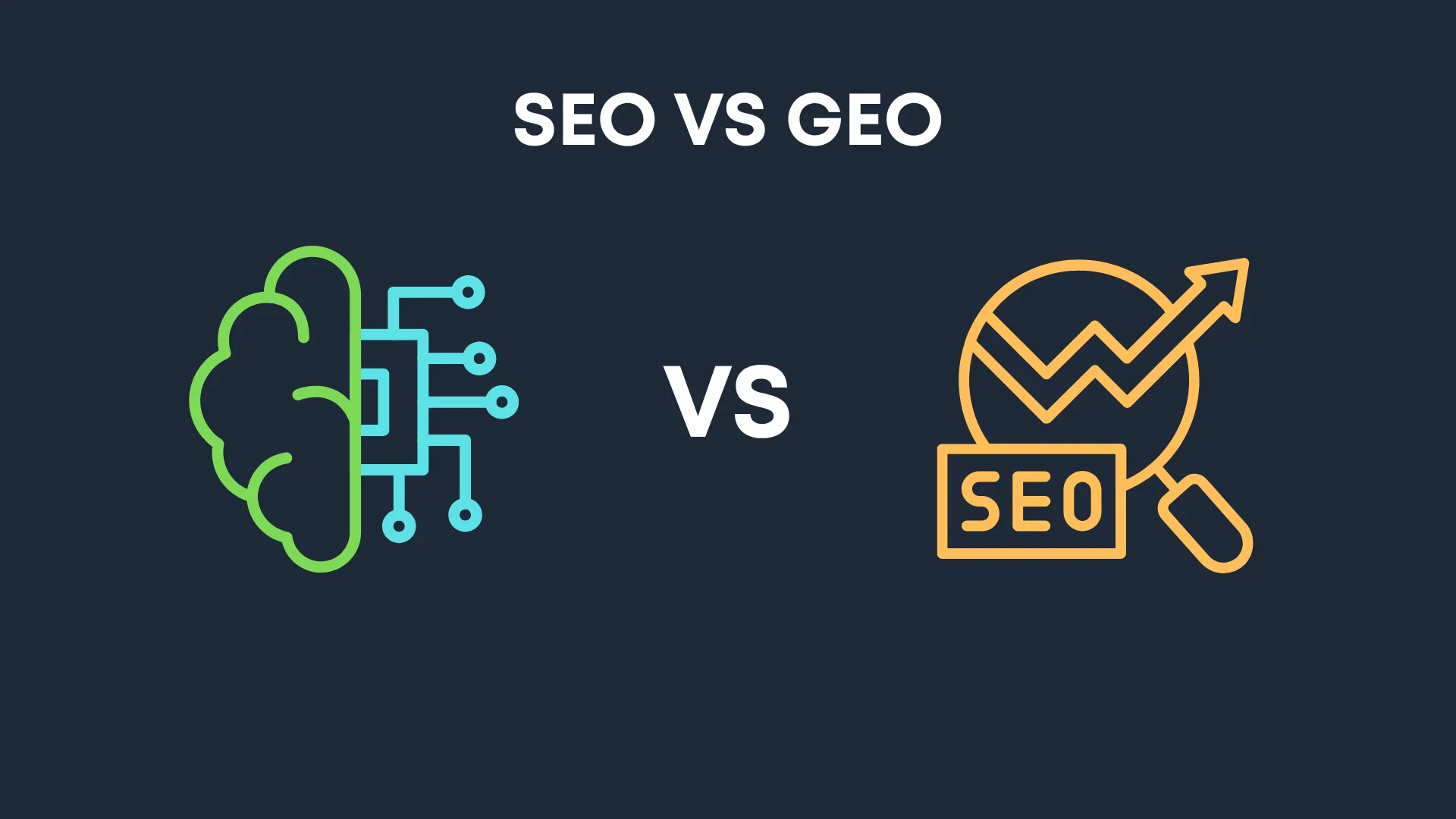 SEO-VS-GEO with icons on a dark background