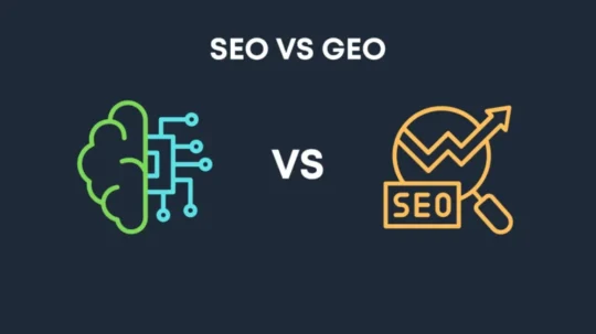 SEO-VS-GEO with icons on a dark background