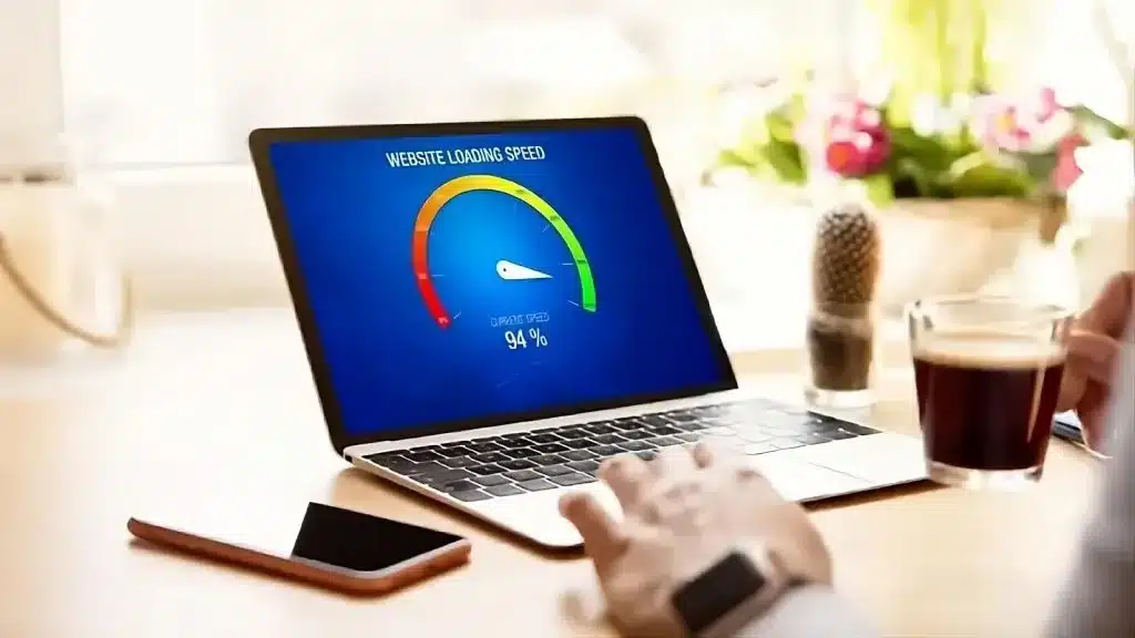 website loading speed icon on a laptop