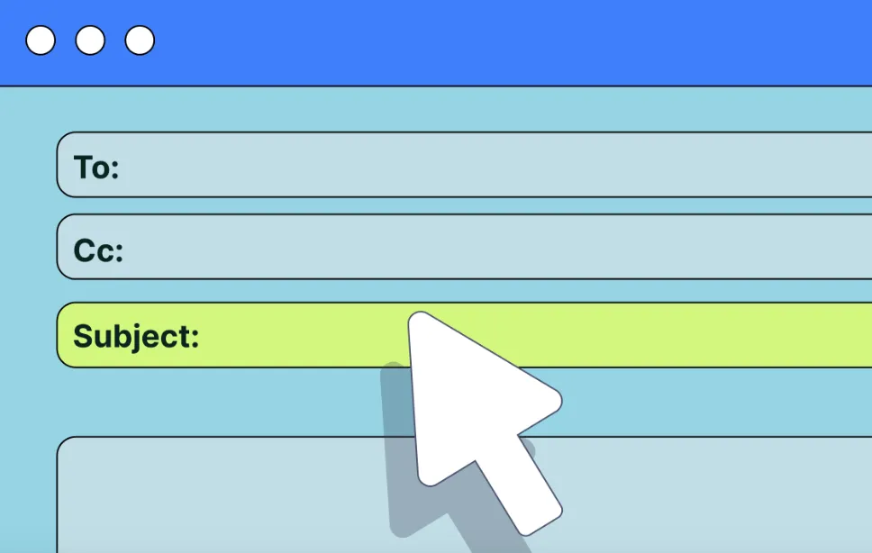 Emails that convert: An illustration of an email composition screen highlighting the Subject field.