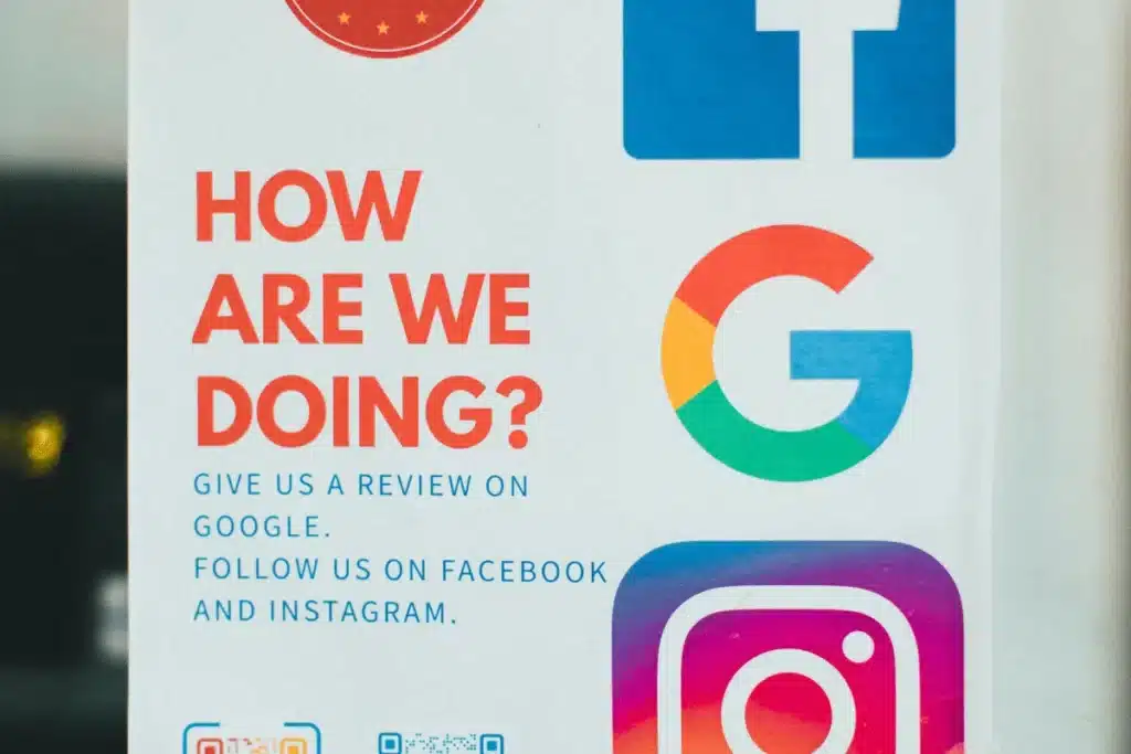 Request for Google reviews and social media feedback.