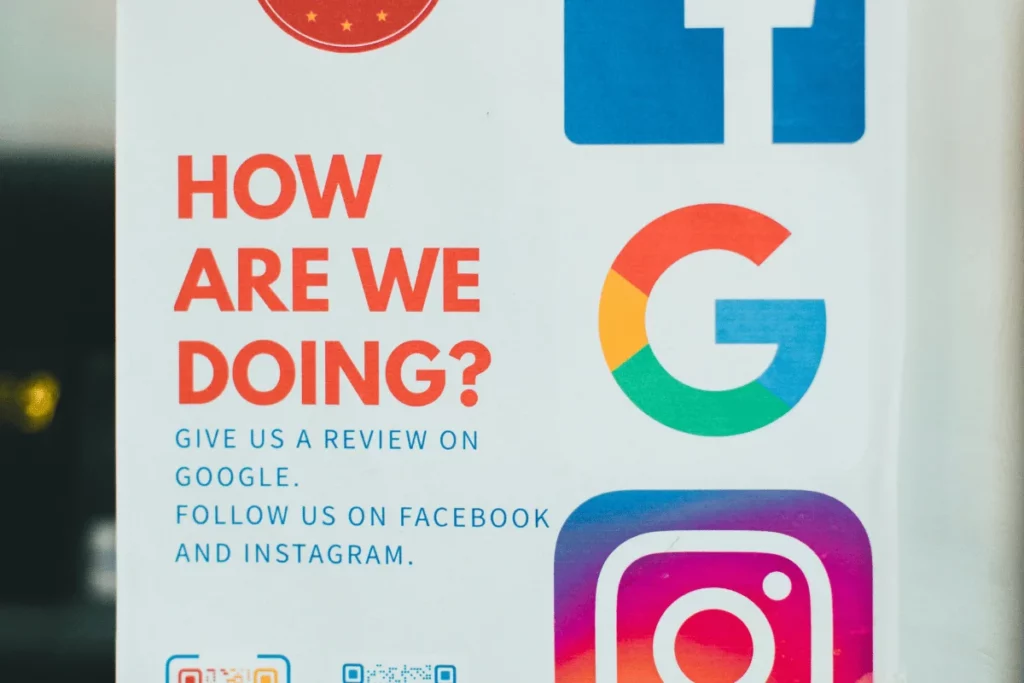 Request for Google reviews and social media feedback.