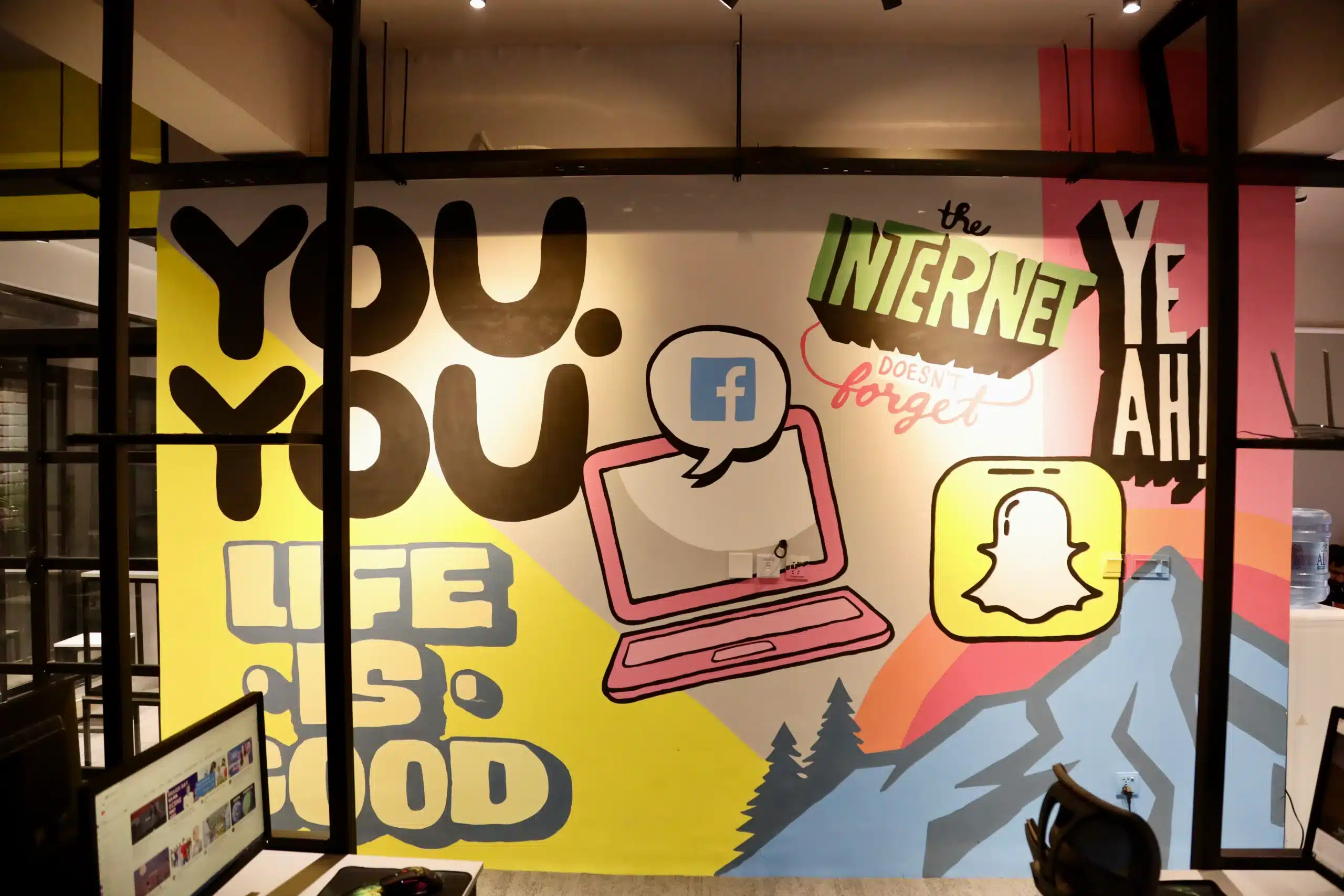 Interior view of the Hashtag Media office showcasing the company's creative workspace.