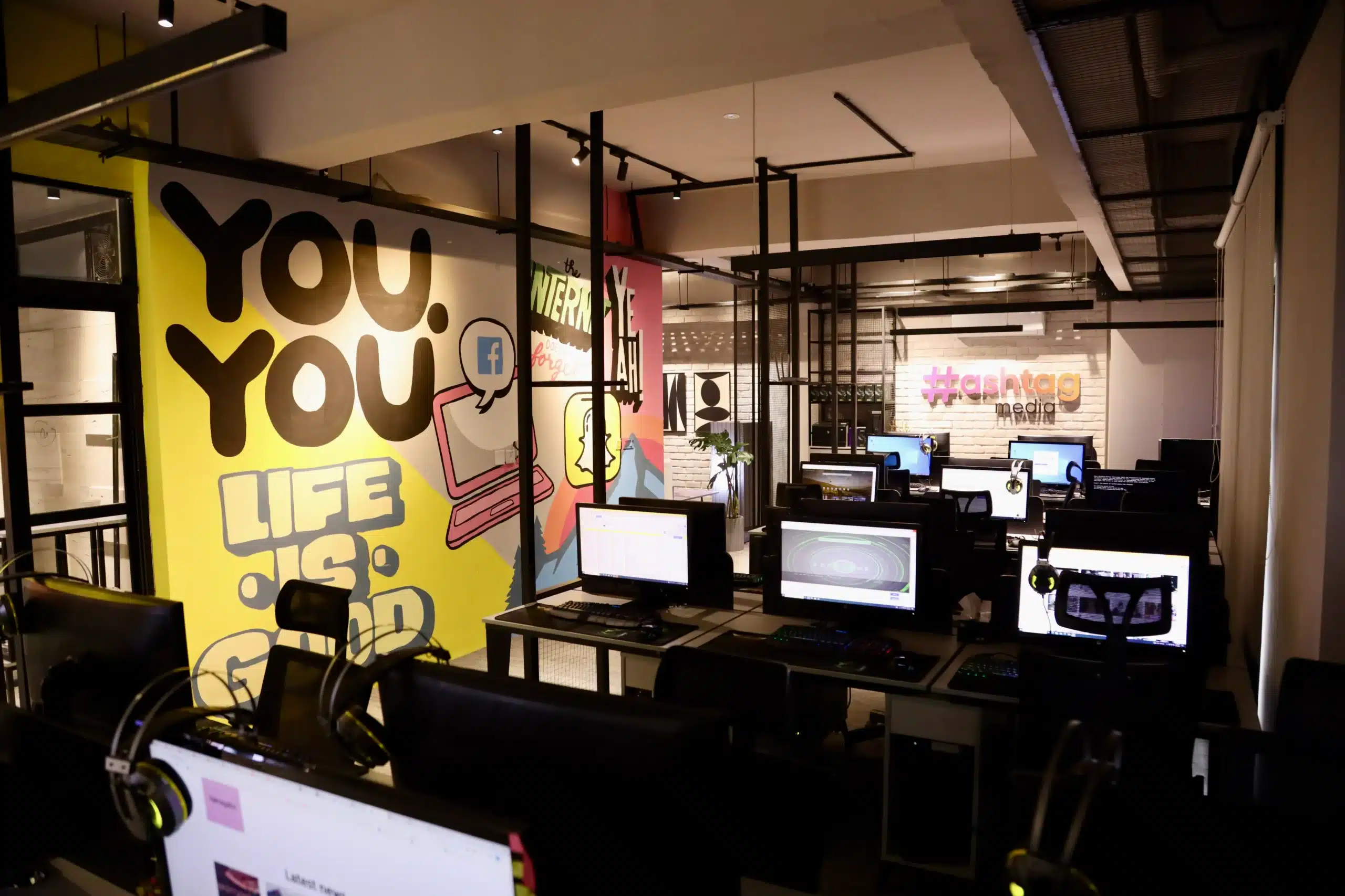 Modern workstation at Hashtag Media's digital marketing and web development office.