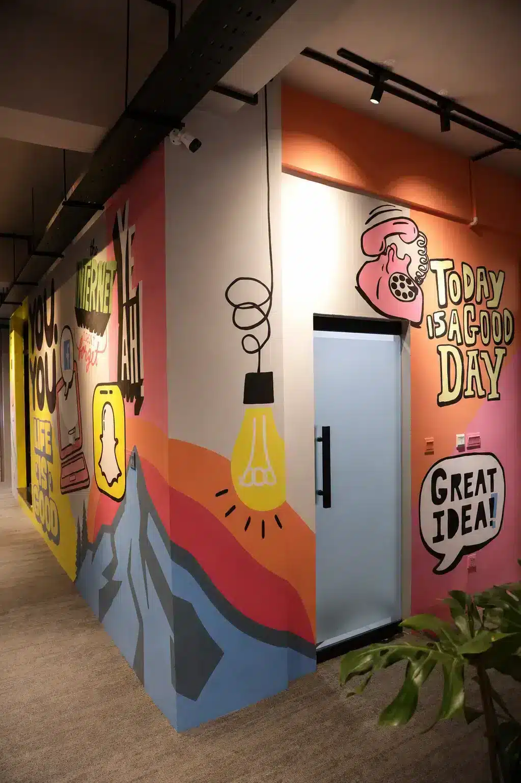 Interior view of the Hashtag Media office showcasing the company's creative workspace.