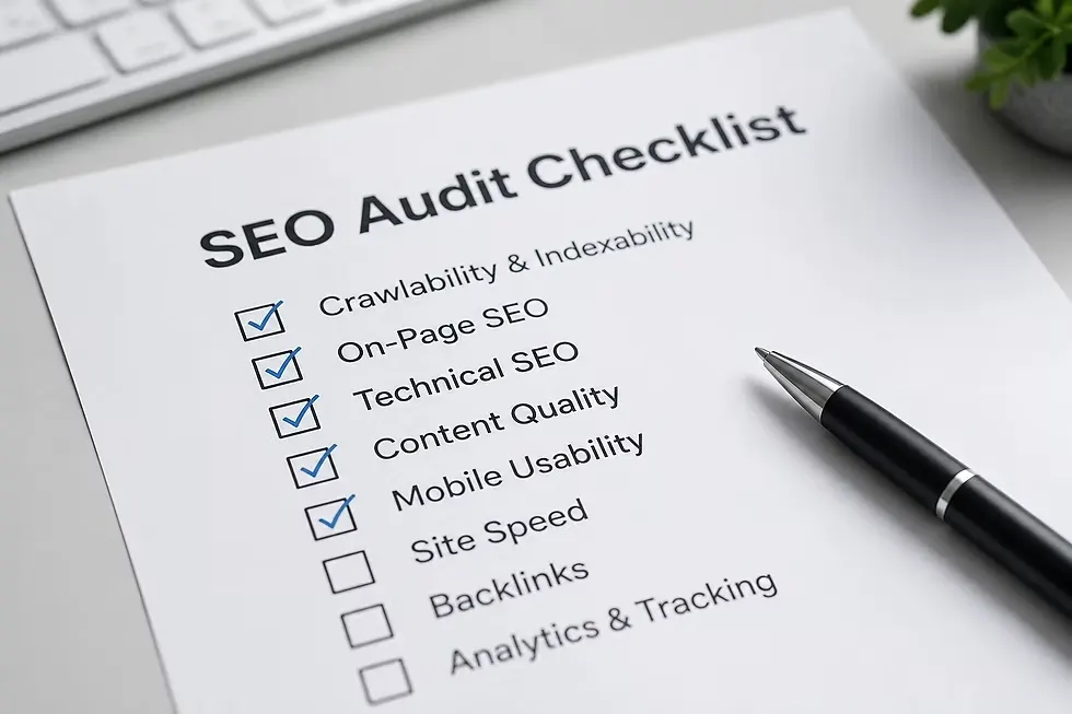 SEO audit checklist document with optimization tasks