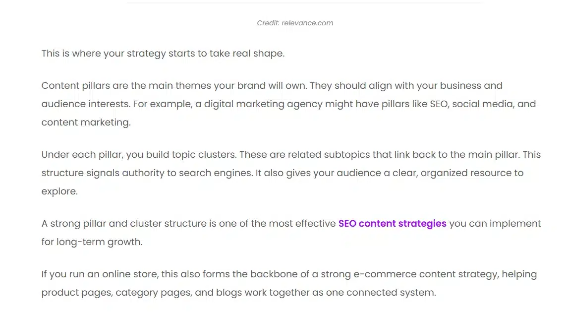 internal link in a blog paragraph
