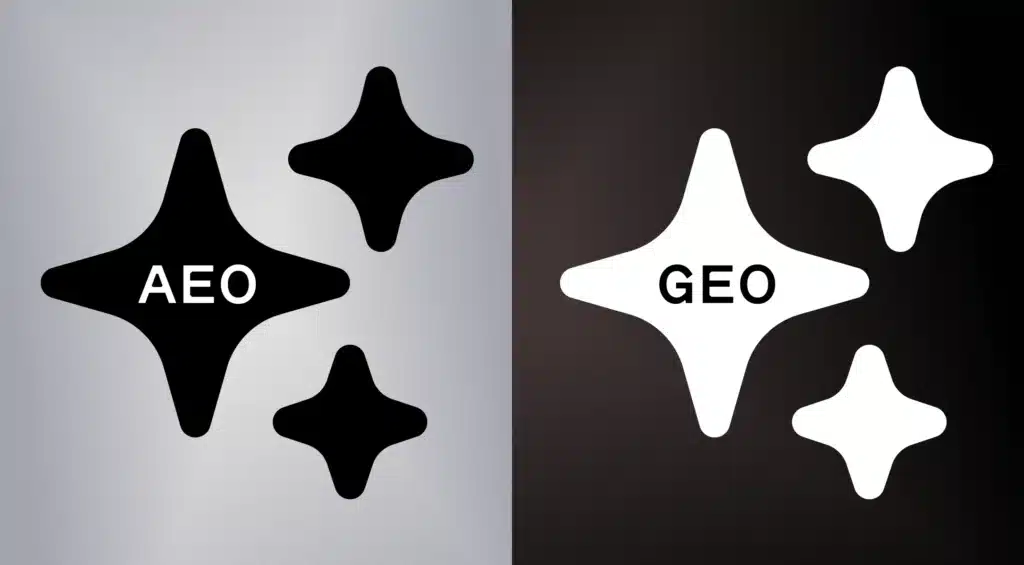 AEO and GEO comparison illustrating answer engine and generative engine optimization.