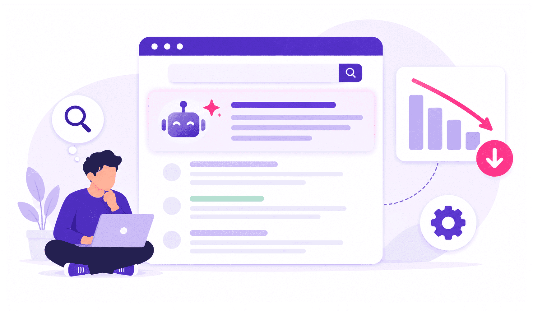 AI Overview search results with declining SEO traffic.