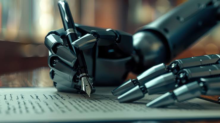 AI robot hand writing with a pen