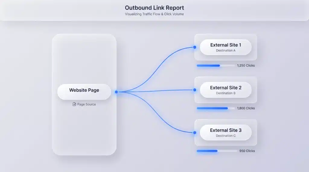 Outbound links from a website to external sites showing click traffic.